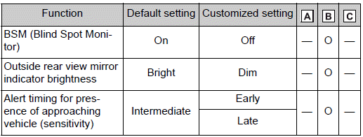 Customizable features